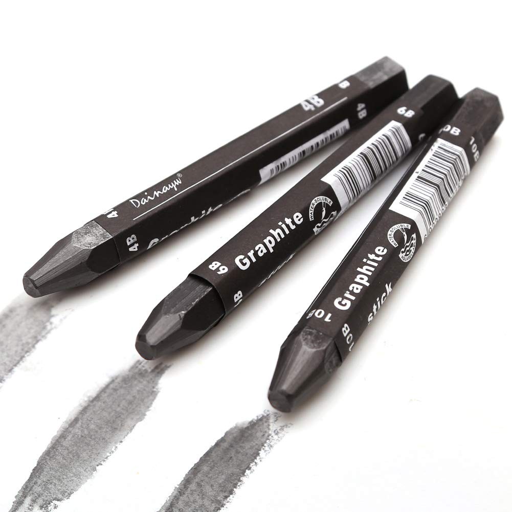 dainayw Graphite Stick Set – Water Soluble – 4B 6B 1 Count (Pack of 3), Black