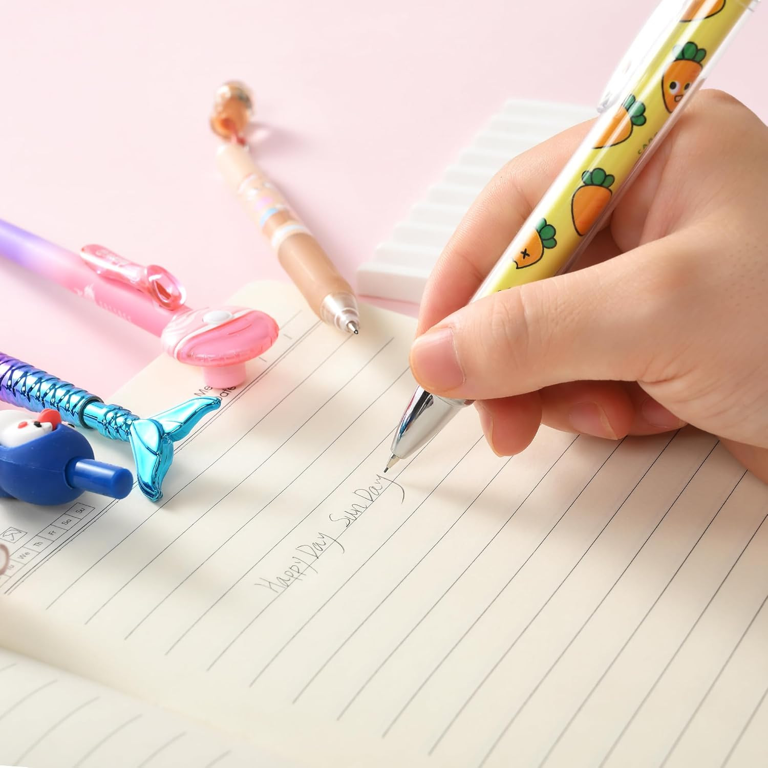 12PCS Cute Kawaii Mechanical Pencils Set with Lead Refills and Erasers, 0.5Mm &