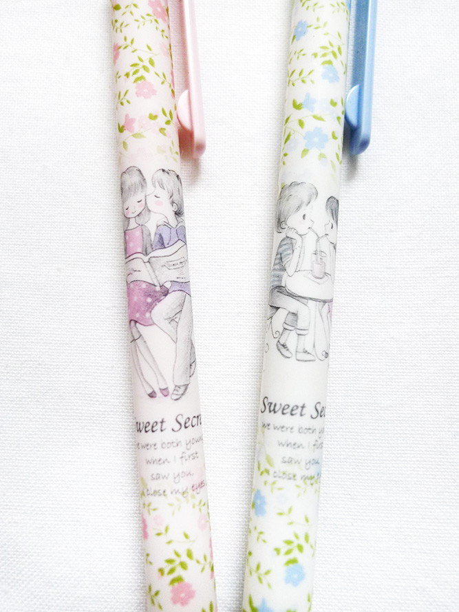 LOT 2 pc SET Floral Love SWEET SECRET 0.5 mm .5 mm Eraser Lead Pencil/Pencils