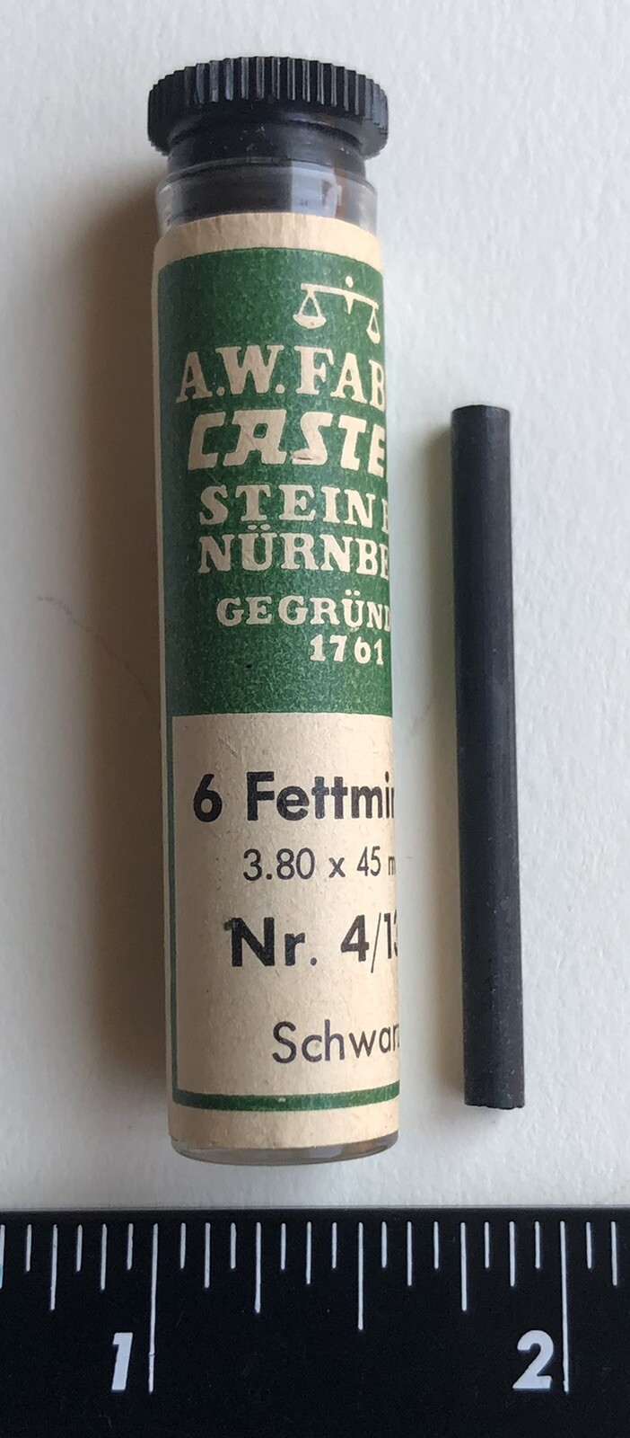 Vintage A. W. Faber Castell NOS 6pk Tube 3.8mm Mechanical Pencil Lead 1-3/4″