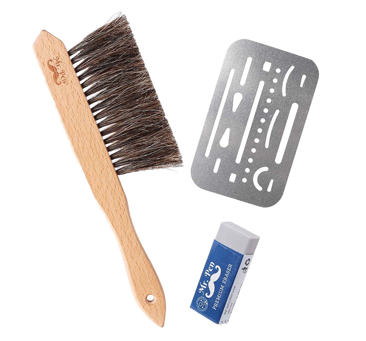 Mr. Pen Dusting Brush Drafting Brush Eraser Shield and Eraser