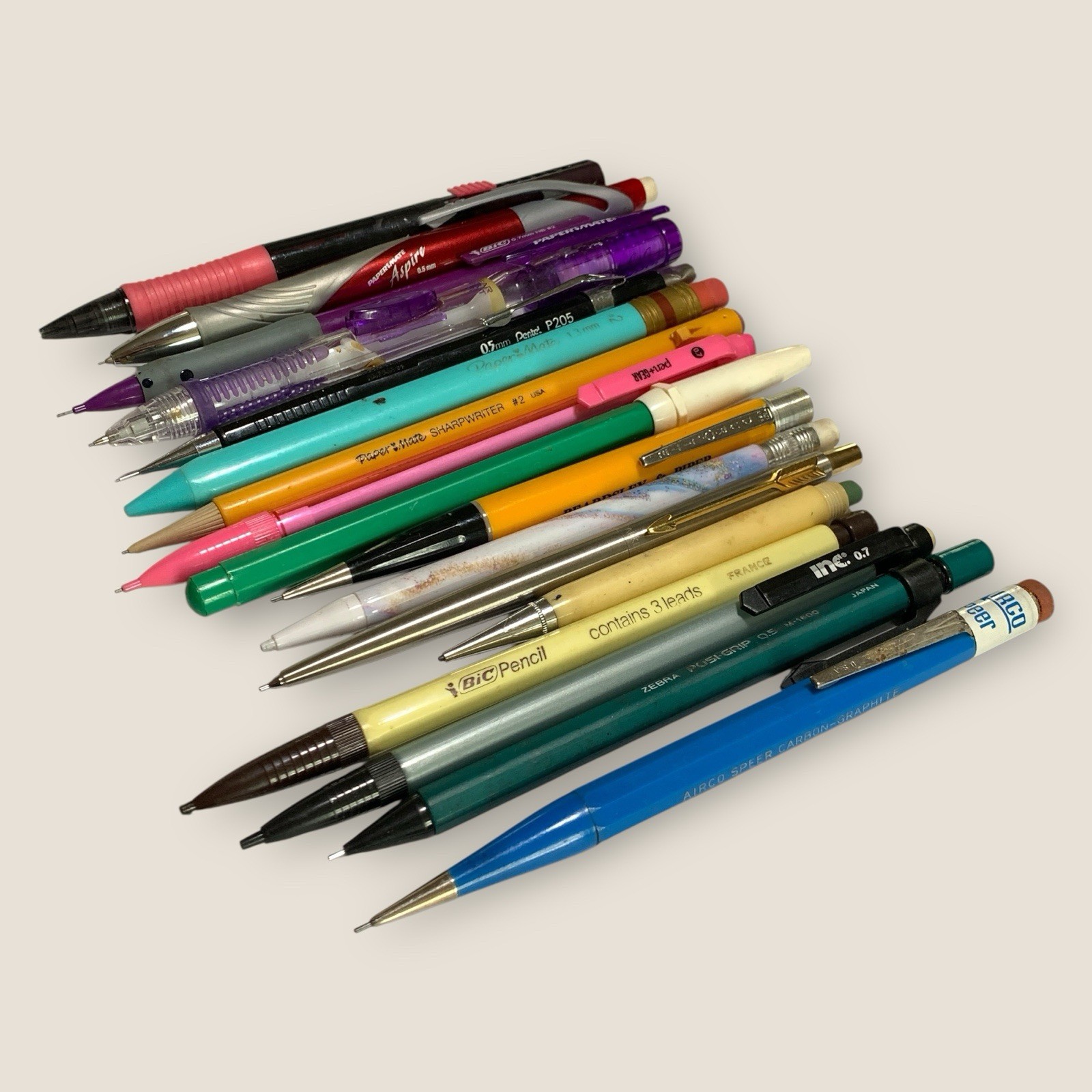 Vintage Mechanical Pencil Lot Erasers Leads Zebra Pentel Papermate Bic Parker