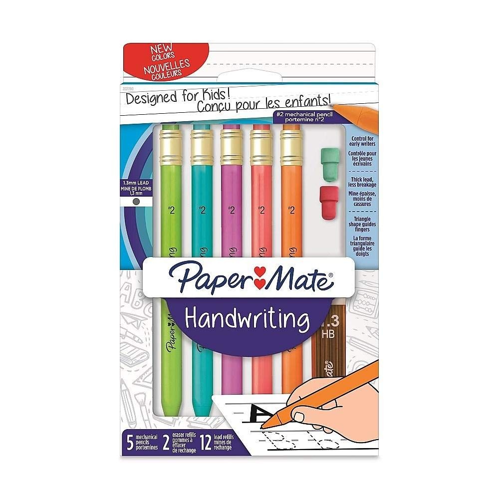 PaperMate Handwriting 5 Mechanical Pencils #2 1.3mm Lead 2 19 Piece Set, Red