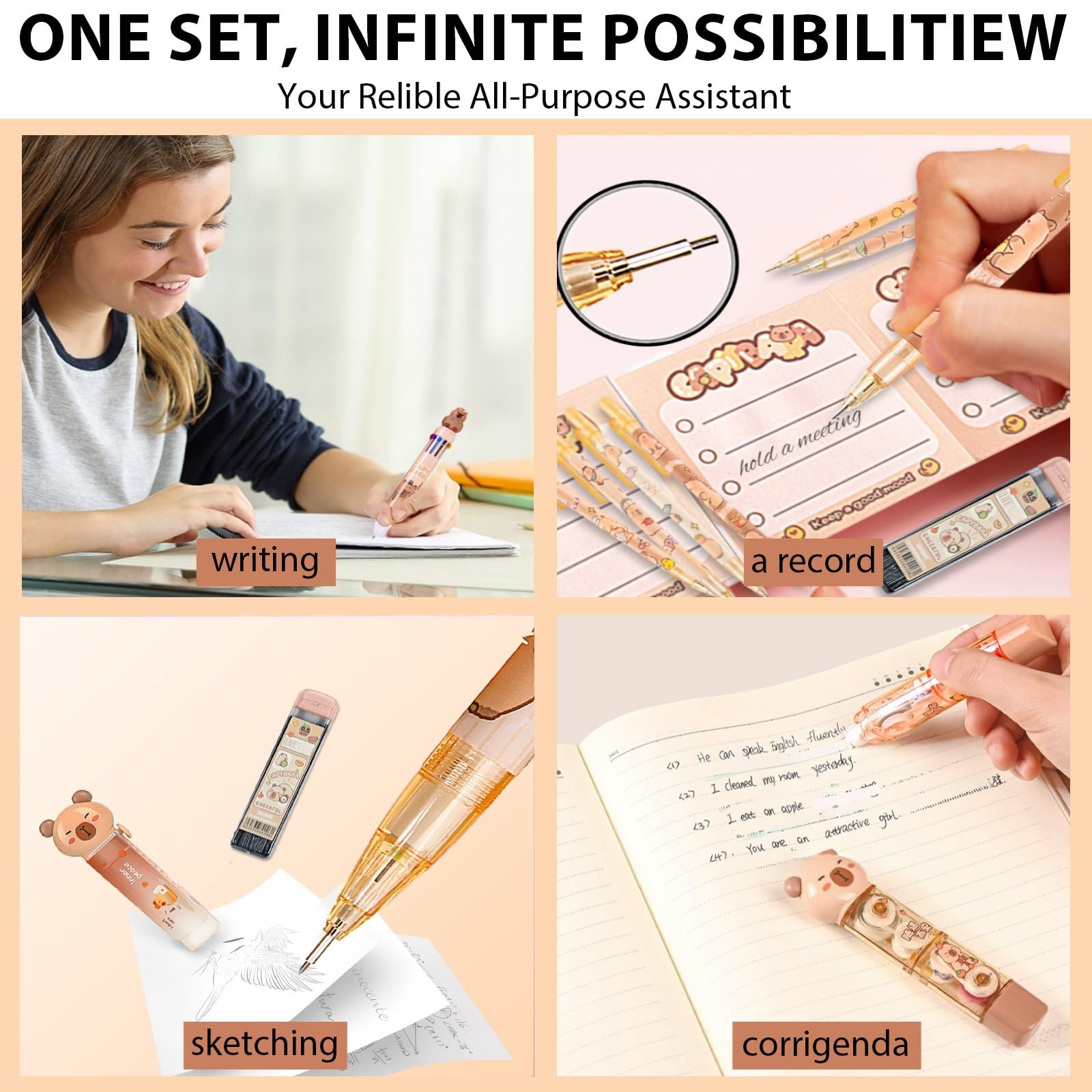 Cute Capybara School Supplies Stationery Set Kawaii Stationery Birthday Gifts…