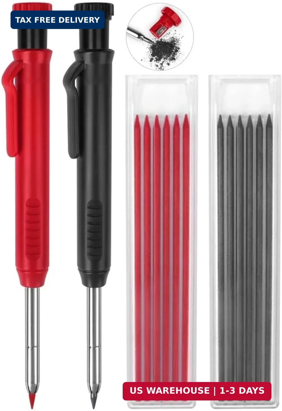 2 Pack Carpenter Pencils Mechanical Pencils with 12 Refills, Construction Pencil