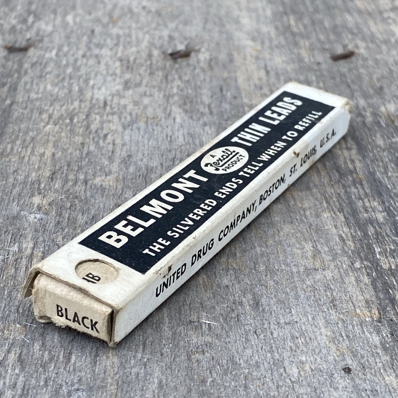 Vintage Rexall BELMONT HB Black 1.18mm Silvered Pencil Lead, Nearly Empty