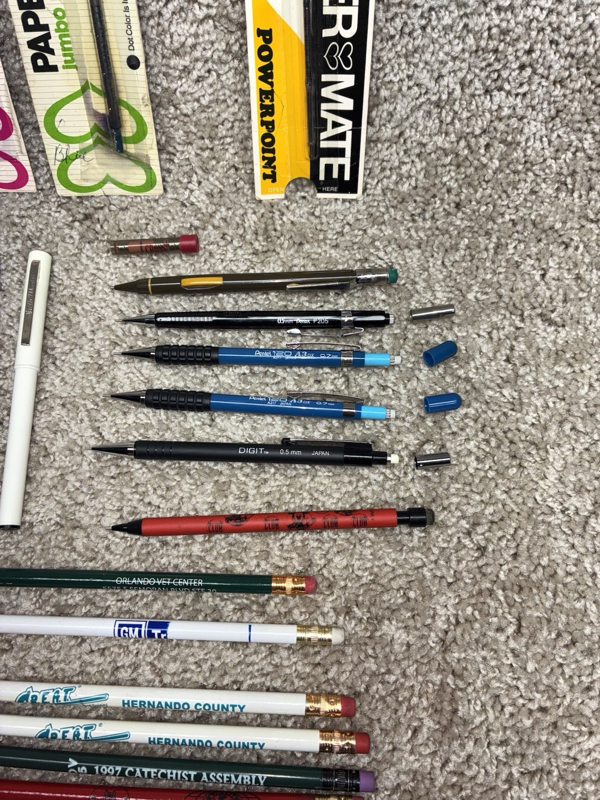VINTAGE LOT Pentel A3DX Pens Mechanical Pencils Paper Mate Double Heart Refill