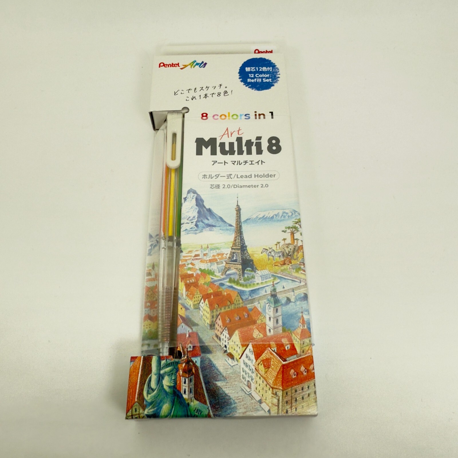 Pentel art multi8 Built-in 8 color leads + 12 color refills + lead sharpener