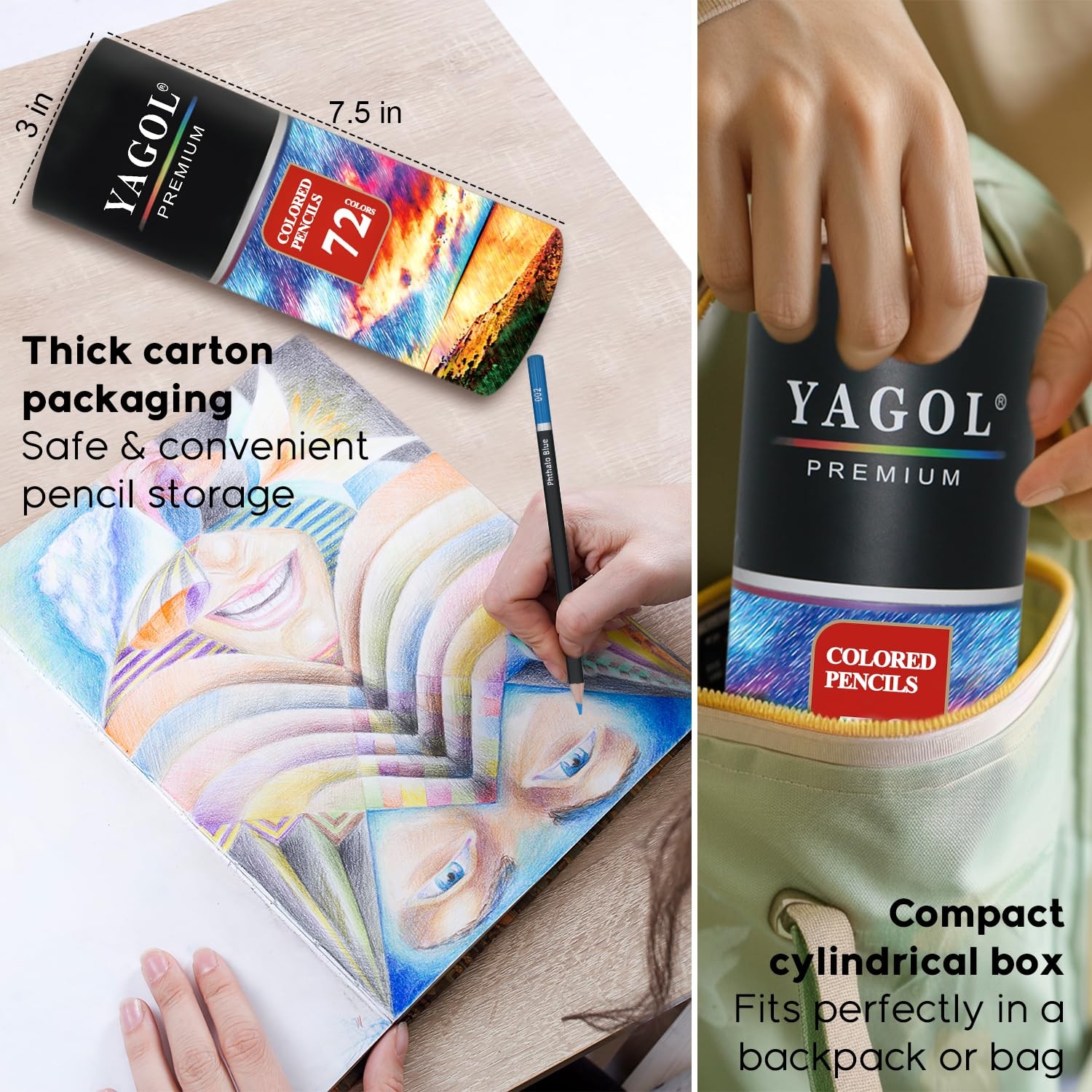 Yagol Colored Pencils for Adult Coloring 1 Count (Pack of 72), Multicolor