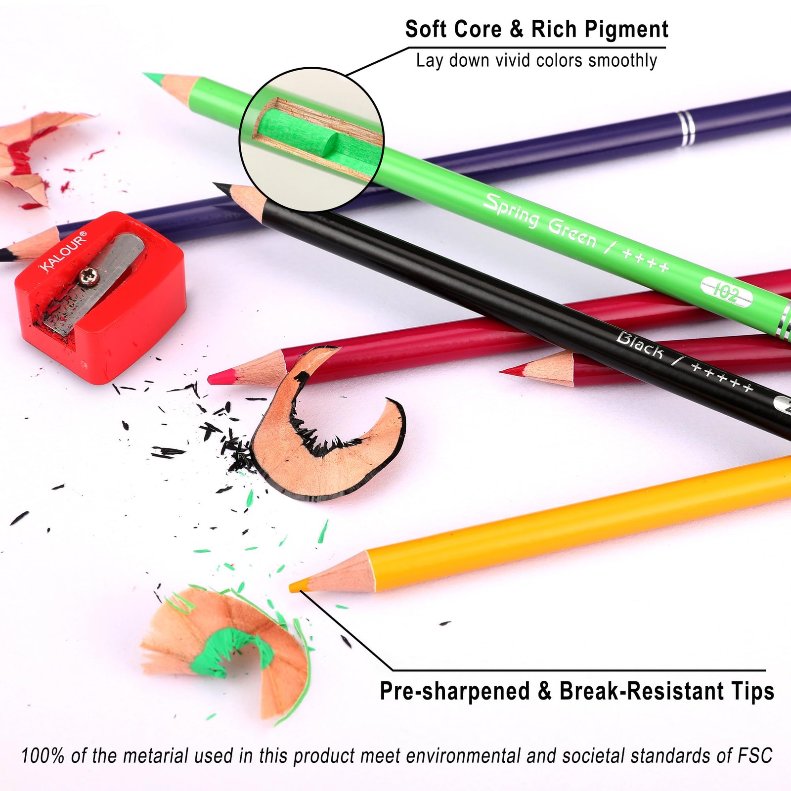 KALOUR PDAS 200 PCS Colored Pencils Set for Adult Coloring Books Multicolor