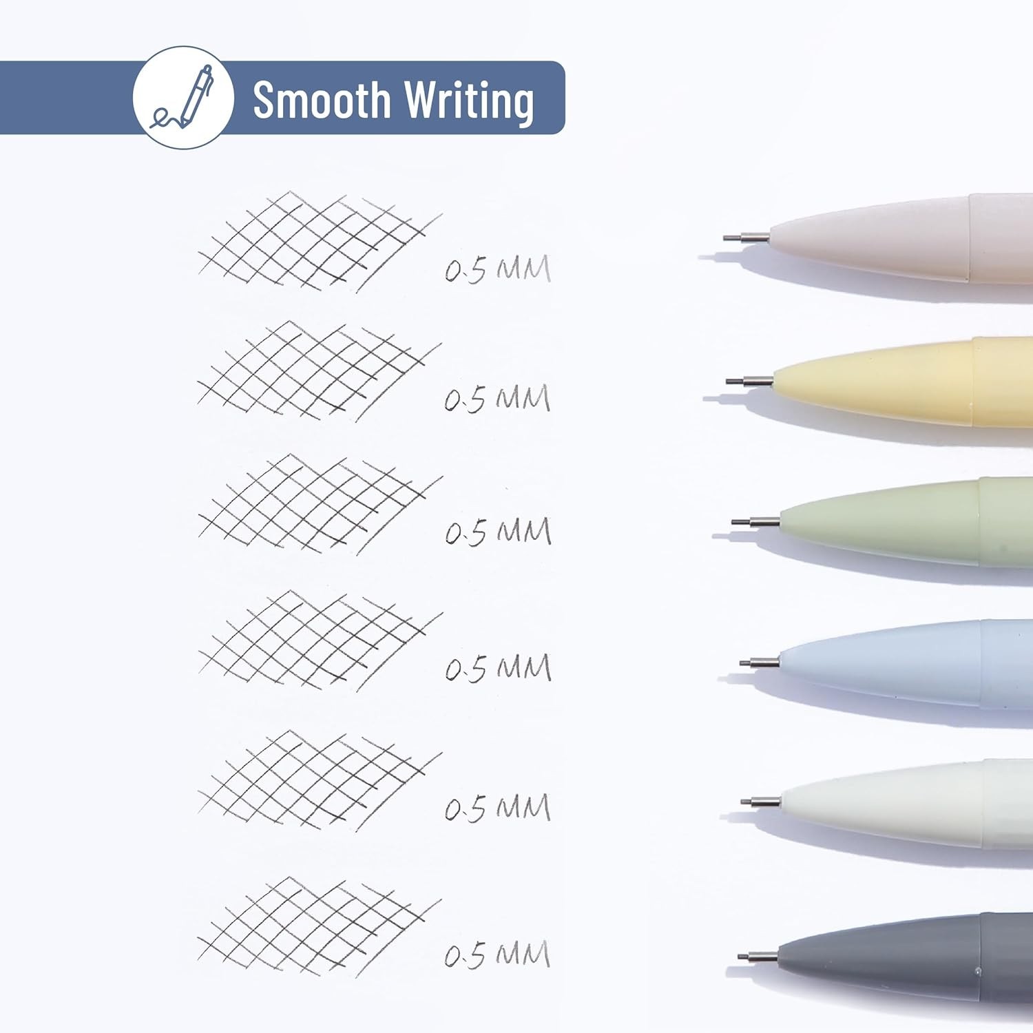 Pastel Mechanical Pencil Set, 6 Pack, 0.5mm, Cute Macaron Colors, Smooth Writ…