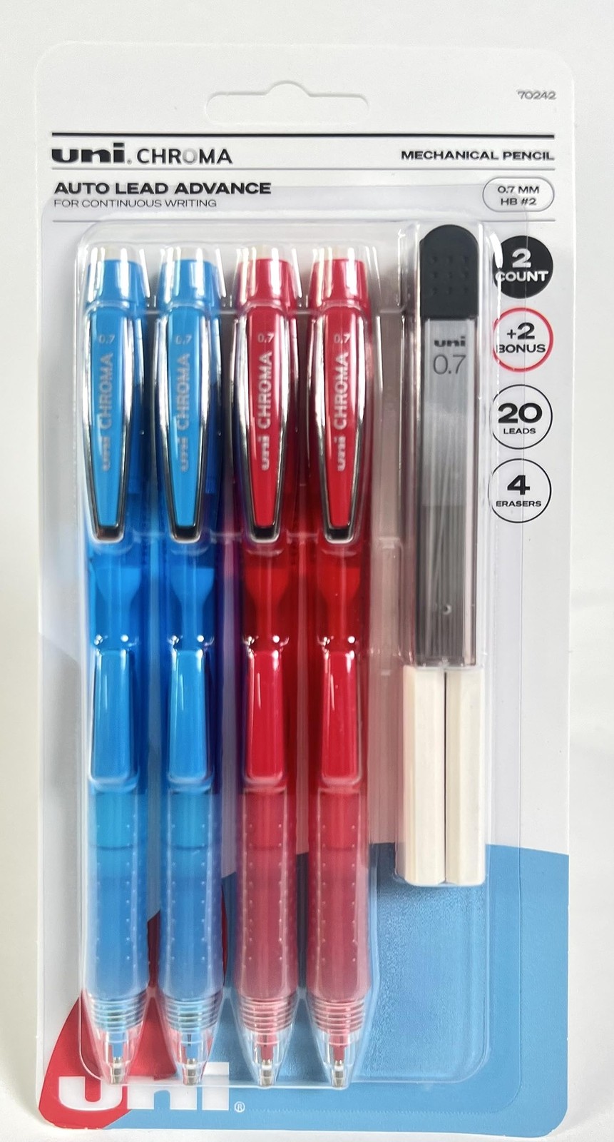 Chroma Mechanical Pencils 0.7Mm Assorted Colors 4 Count With Lead Refills And…