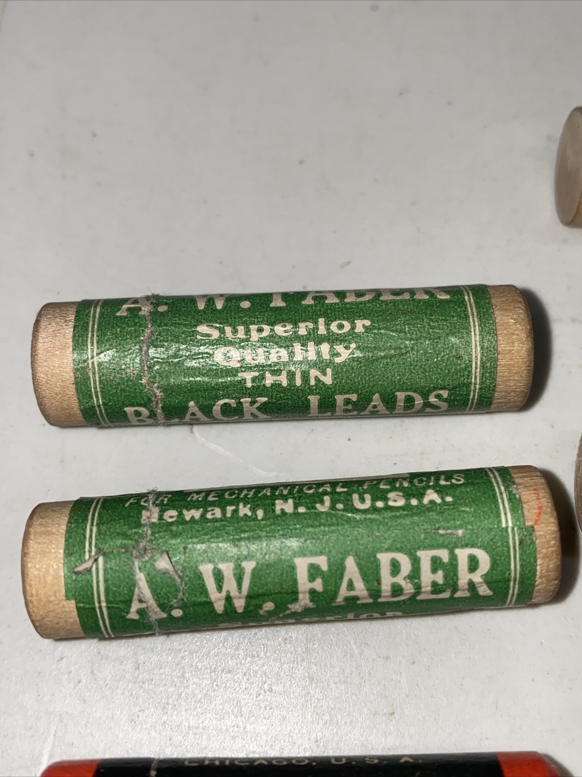 vintage wood tube pencil leads X8 opened faber dixon eversharp red Blue Black