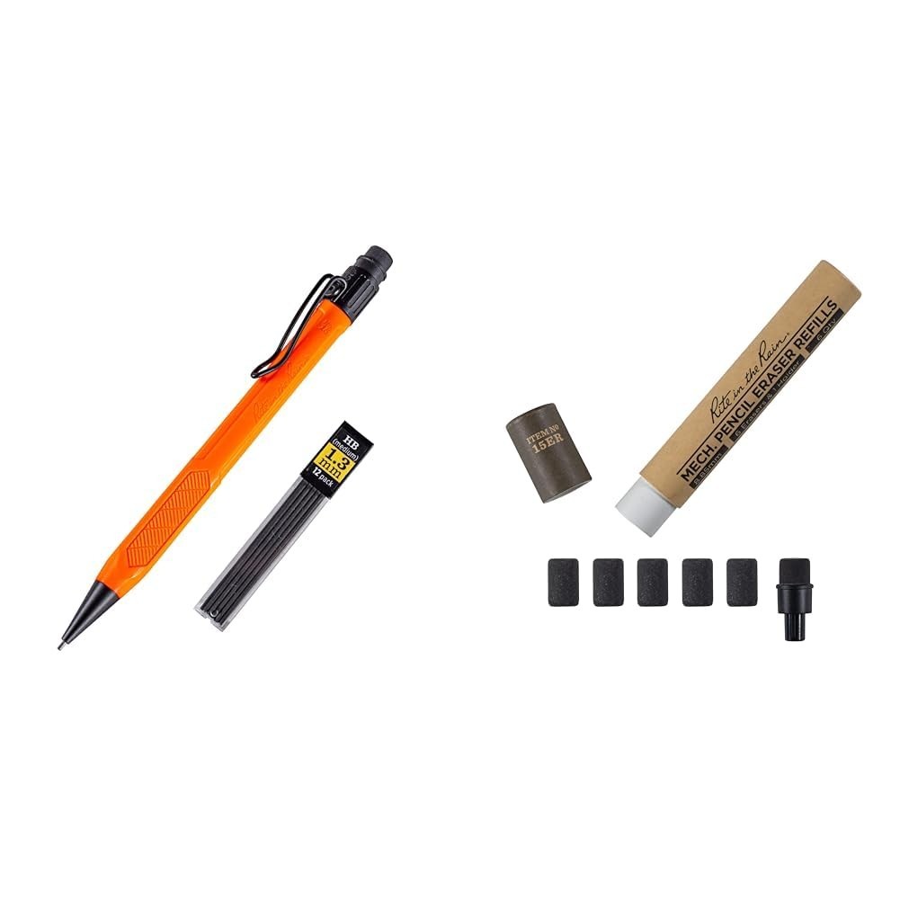 Mechanical Pencil 1.3mm Dark Lead – 12 Refills & Eraser – 6 Pack for Writing