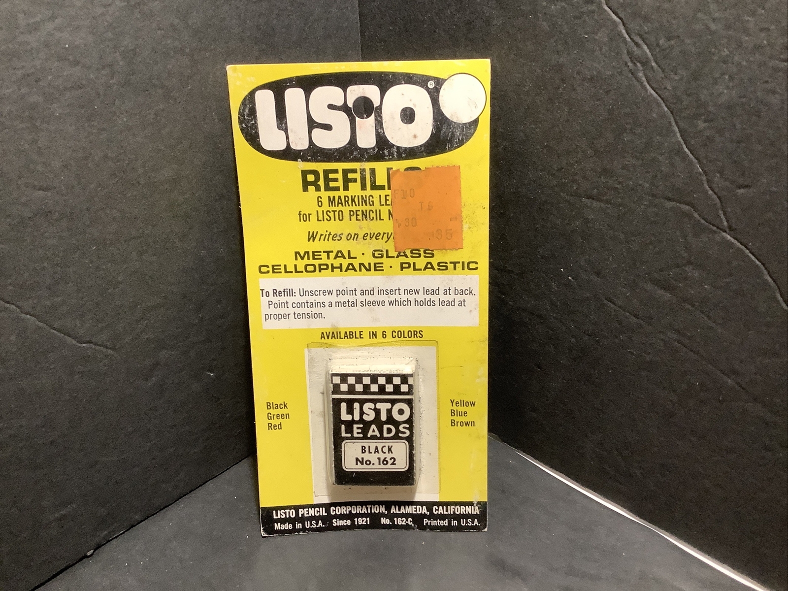 Listo Leads Black No 162 Pencil Corporation Alemeda Ca Vintage Old Stock NIB