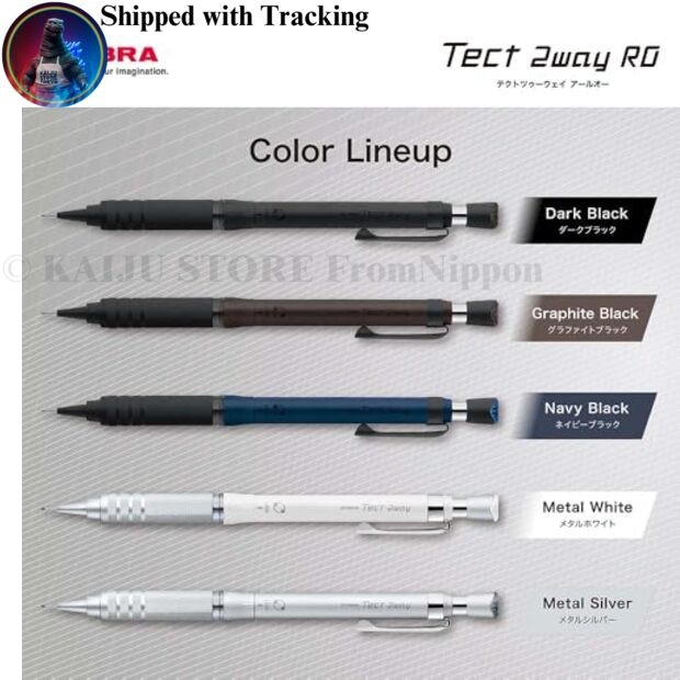 Zebra Techo 2Way RO 0.5mm Mechanical Pencil Metal White Knurled P-MA141-MW