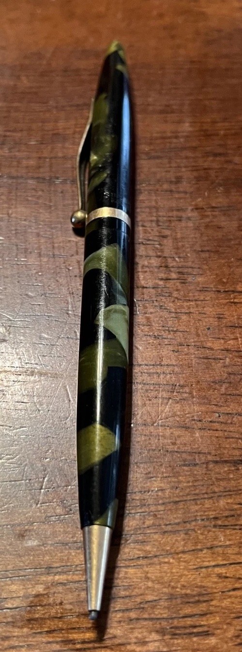 Vintage Sheaffer’s Balance Mechanical Pencil Green Marble Celluloid Art Deco 30s