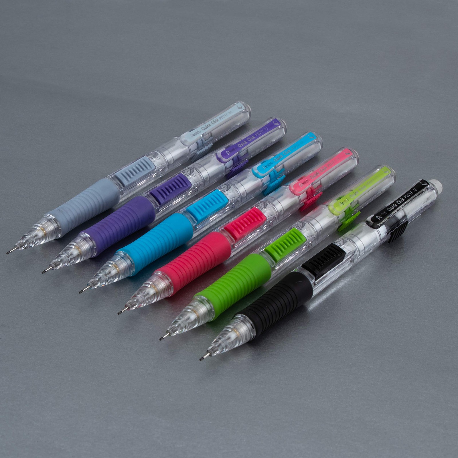 Pentel Quick Click Mechanical Pencil, (0.7mm) Med Line, Canister, Assorted Co…
