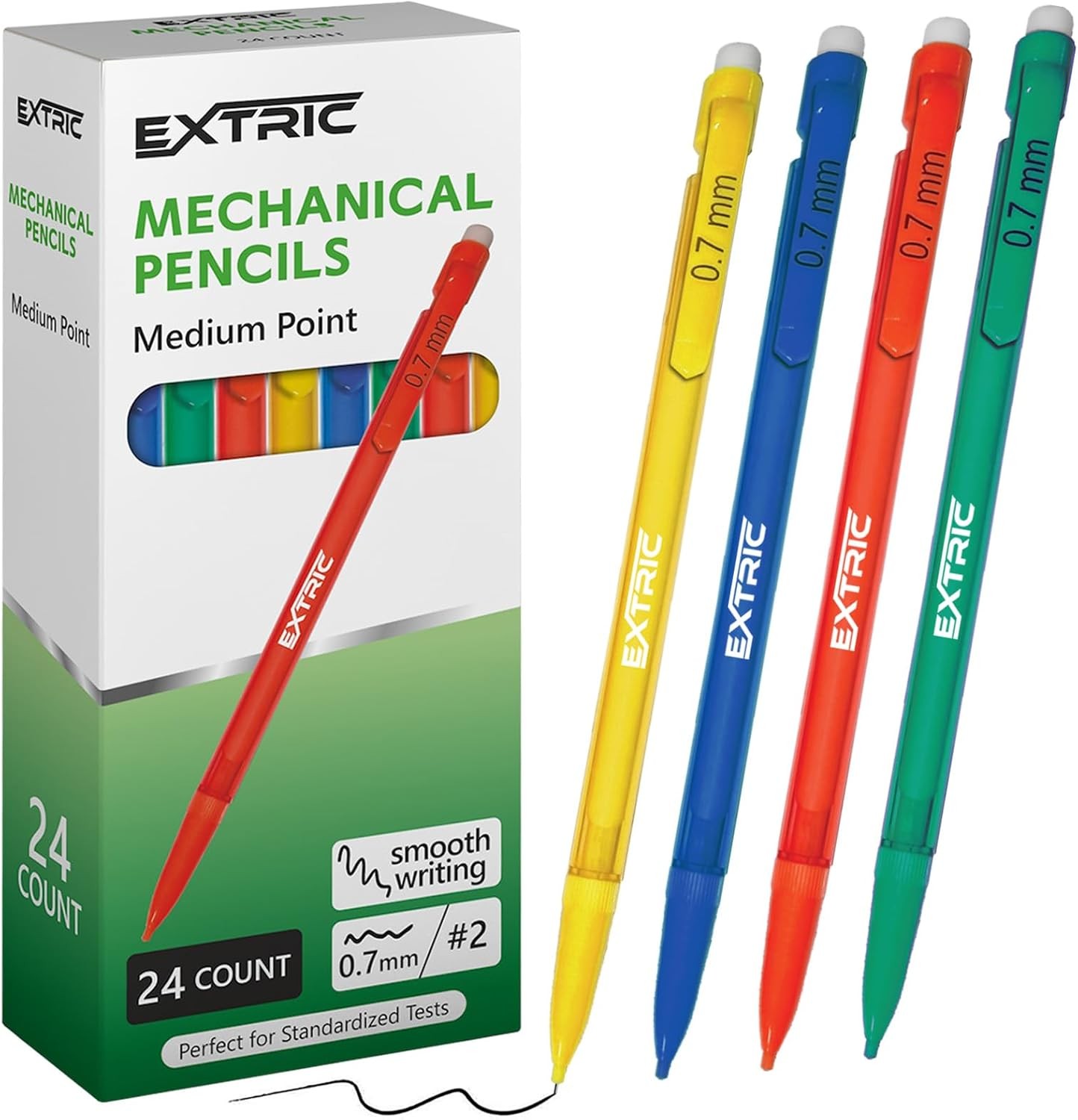 EXTRIC Mechanical Pencils 0.7 mm with 24 Count (Pack of 1), Multicolor
