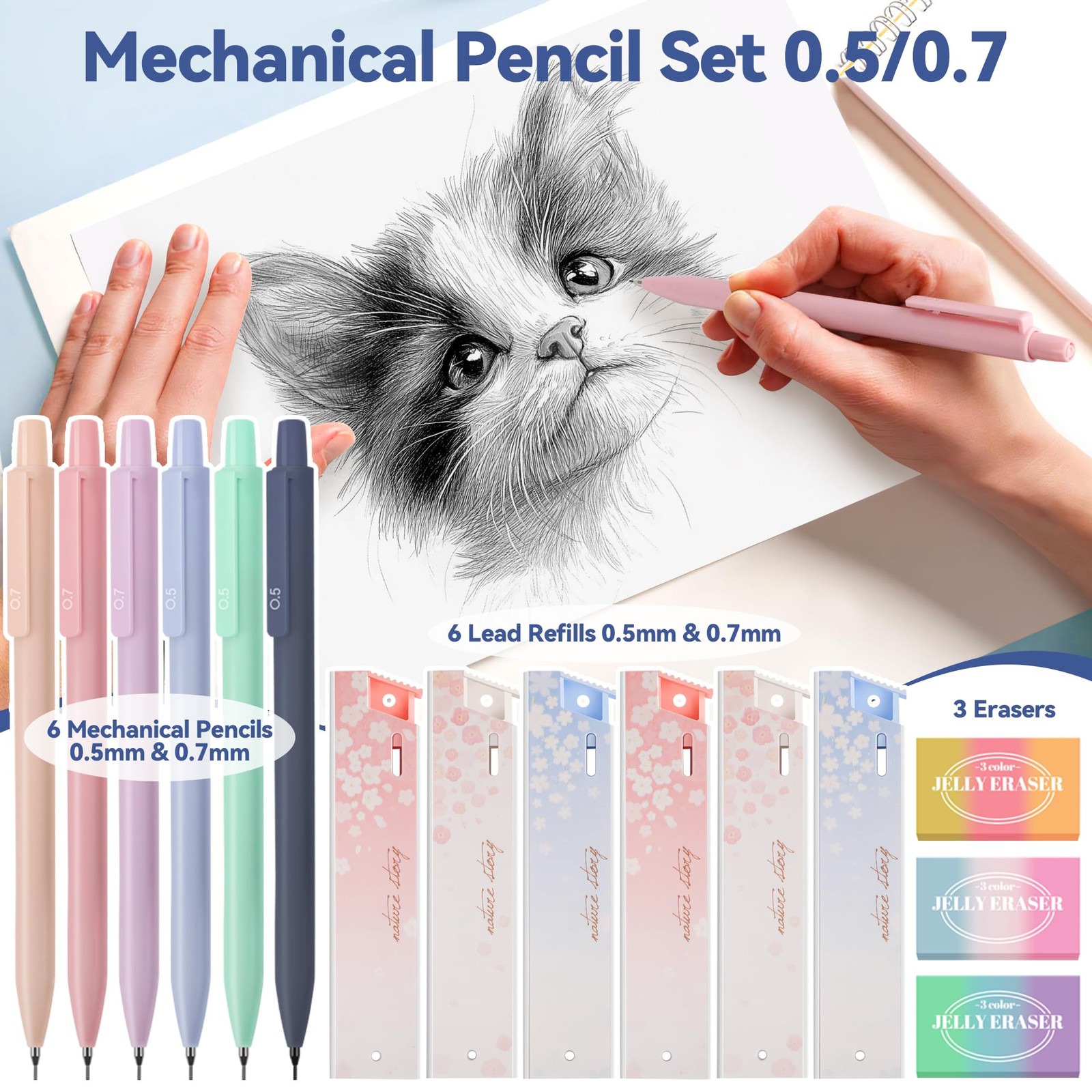 61 PCS Aesthetic School Supplies Set with Cute Pencil Case, Pastel No Bleed H…