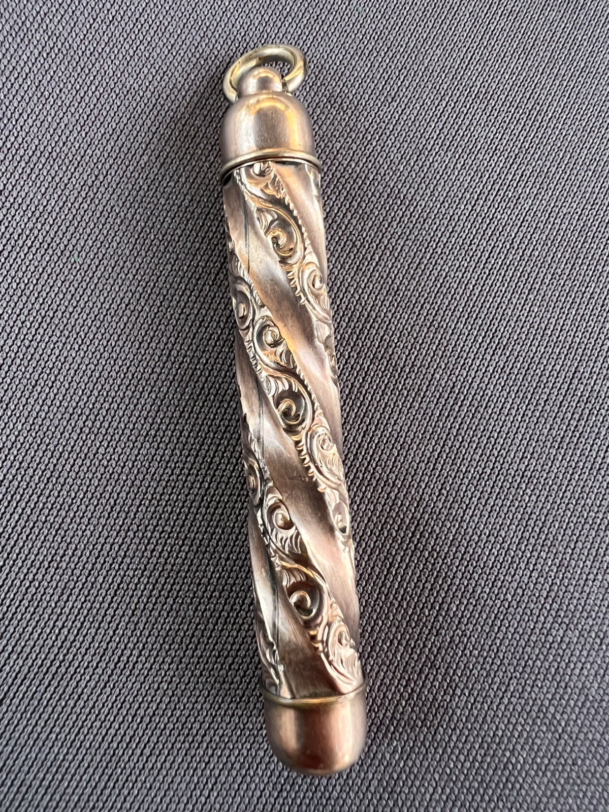 Victorian 10K Rose Gold Repoussé Pencil Fob Pendant – 12g Gross Weight – Estate
