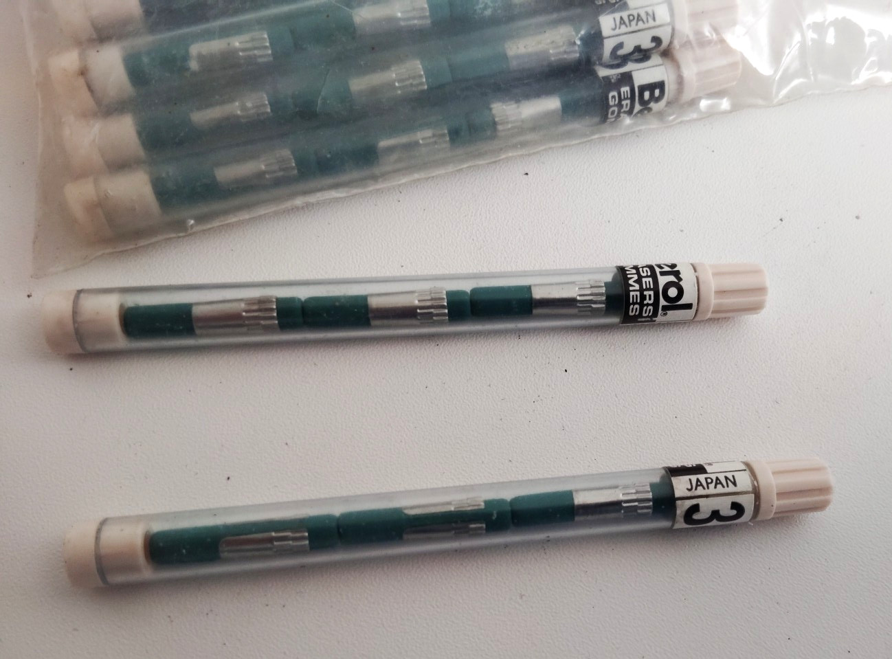 Vintage Berol Turquoise Erasers for Mechanical Pencils of Thin Lead Z-20 One Doz