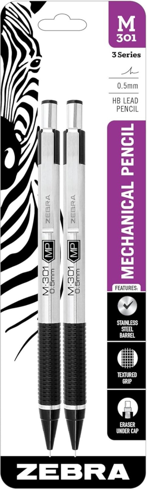 Elegant Stainless Steel 0.5mm Mechanical Pencils with Built-in Erasers – 2-Pack