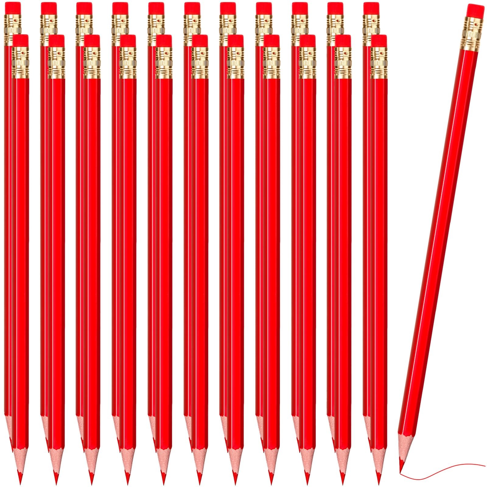 Zhanmai 24 Pieces Red Pencils with Eraser 1 Count (Pack of 24),