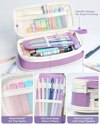 36PCS Aesthetic School Supplies, Mechanical Pencil Set 0.5mm, 0.7mm, Purple