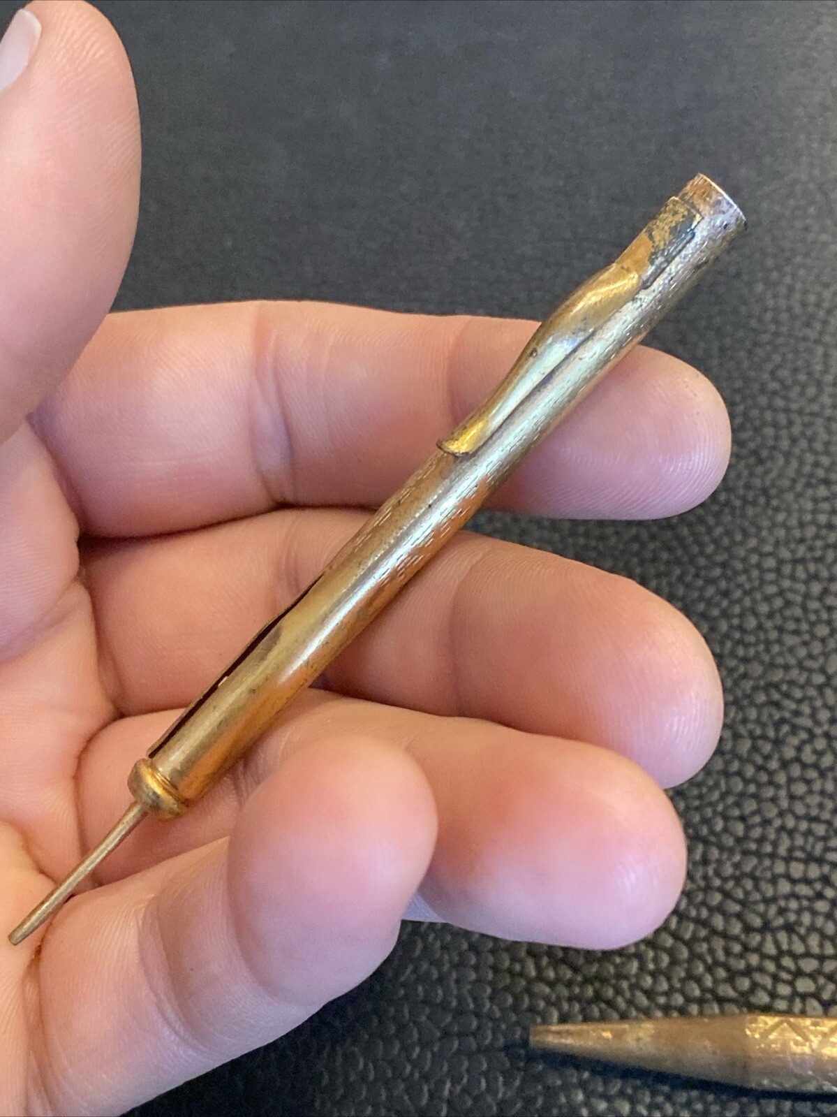 2 Early Telescoping Collapsible Fancy Gold Filled Mechanical Pocket Pencil AS IS