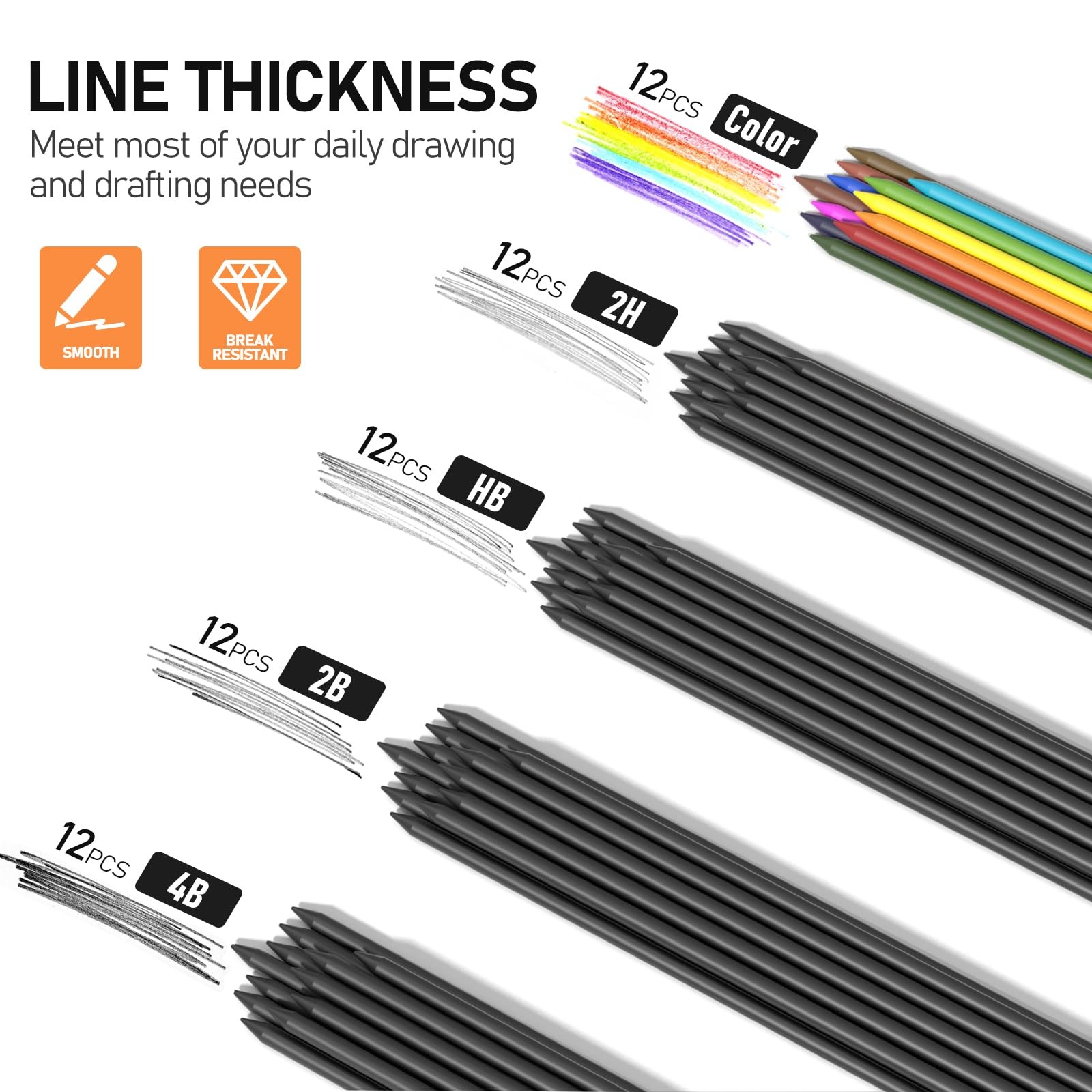 Four Candies 2MM Mechanical Pencil Set with case, Artist Led Pencil Metal Lea…