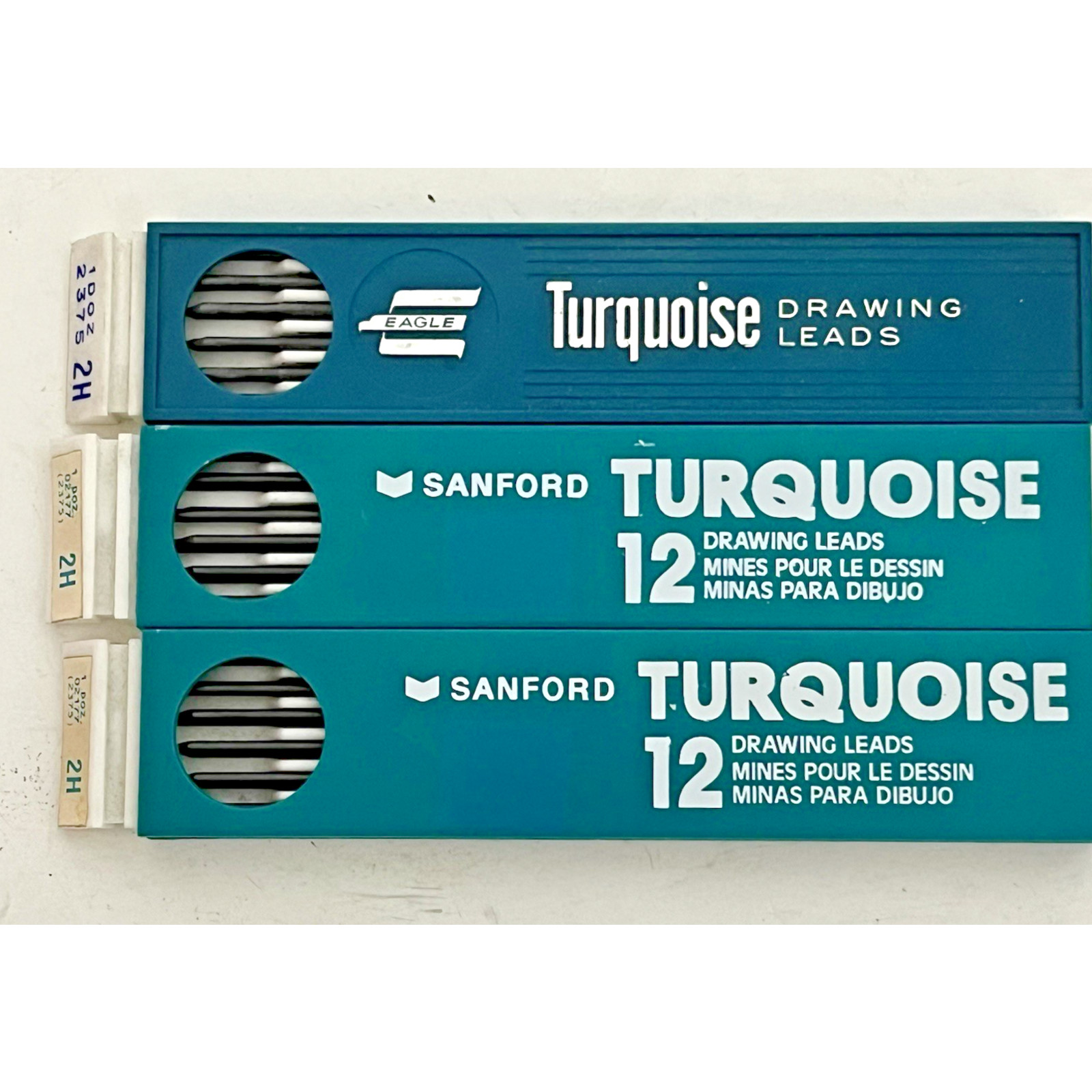 3 Turquoise Eagle Drawing Leads 2375 Black 2H Mechanical Drafting Pencil Refill