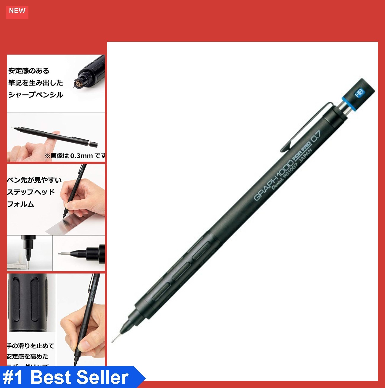 Mechanical Pencil 0.7mm Graphite Drafting Pro Retractable Rubber Grip Black