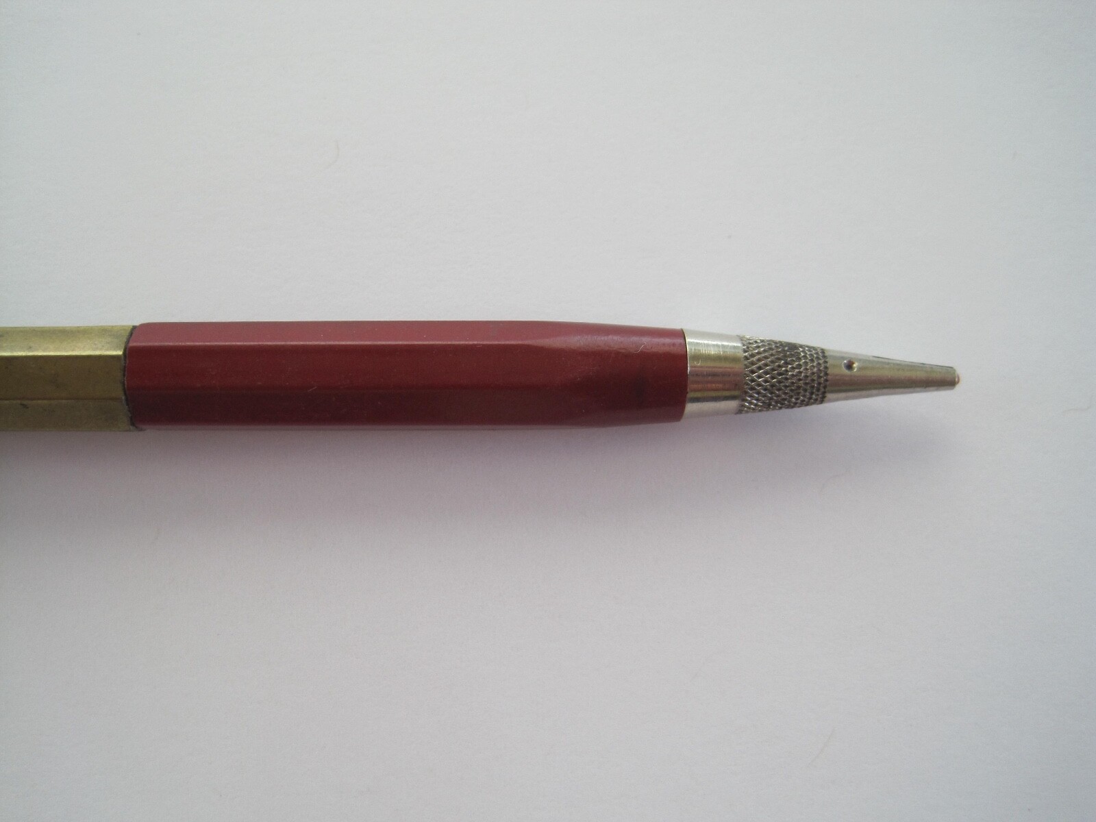 Mechanical Pencil Red and White Brass Tone Center Piece Unbranded