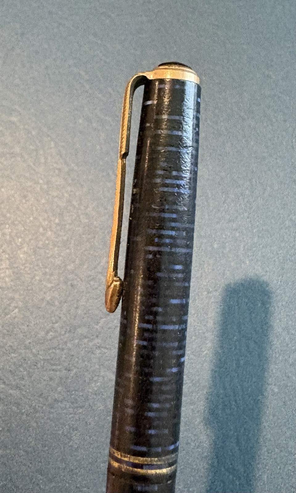 Antique Vtg Parker Candy Striped Twist Mechanical Pencil Black & Blue