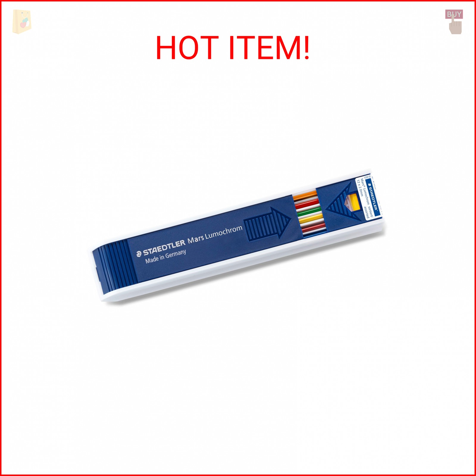 Staedtler Mars Lumochrom 204 – Case of 12 Drawing Leads 2 mm Assorted