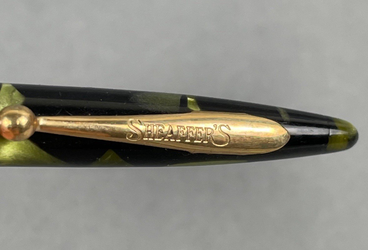 SHEAFFER BALANCE MECHANICAL PENCIL BLACK & JADE GREEN CELLULOID VINTAGE