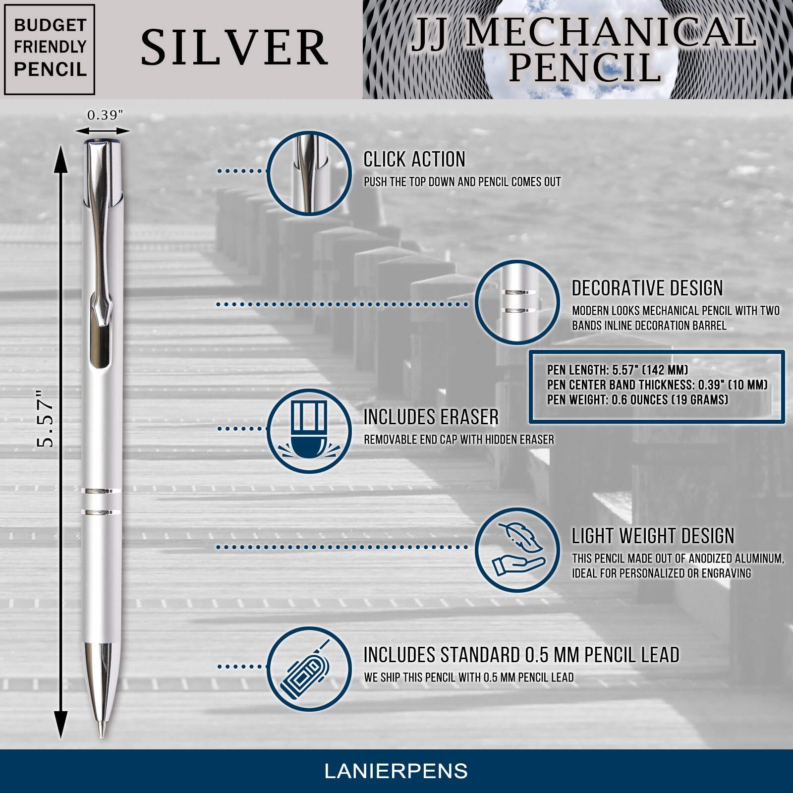 Budget Friendly Beautiful JJ Mechanical Pencil – Silver