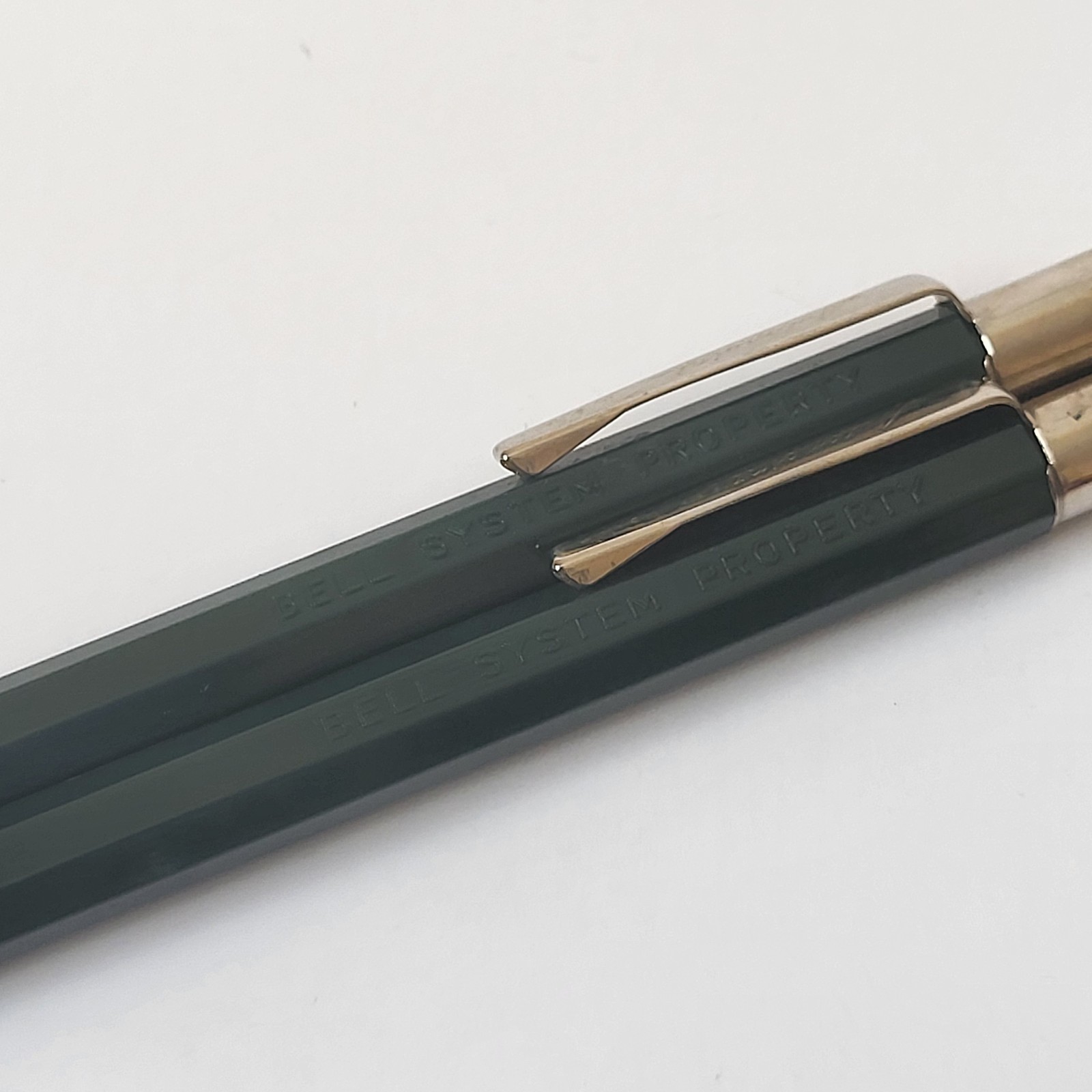 Vintage Autopoint Mechanical Pencils (2) Bell System Property Green Body Writing