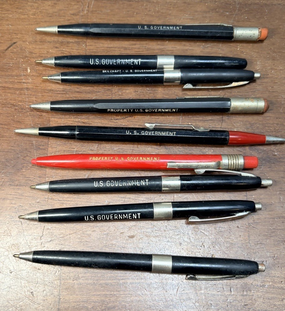 Vtg Lot Of 9 US Government Mechanical Pencils and Pens *used*