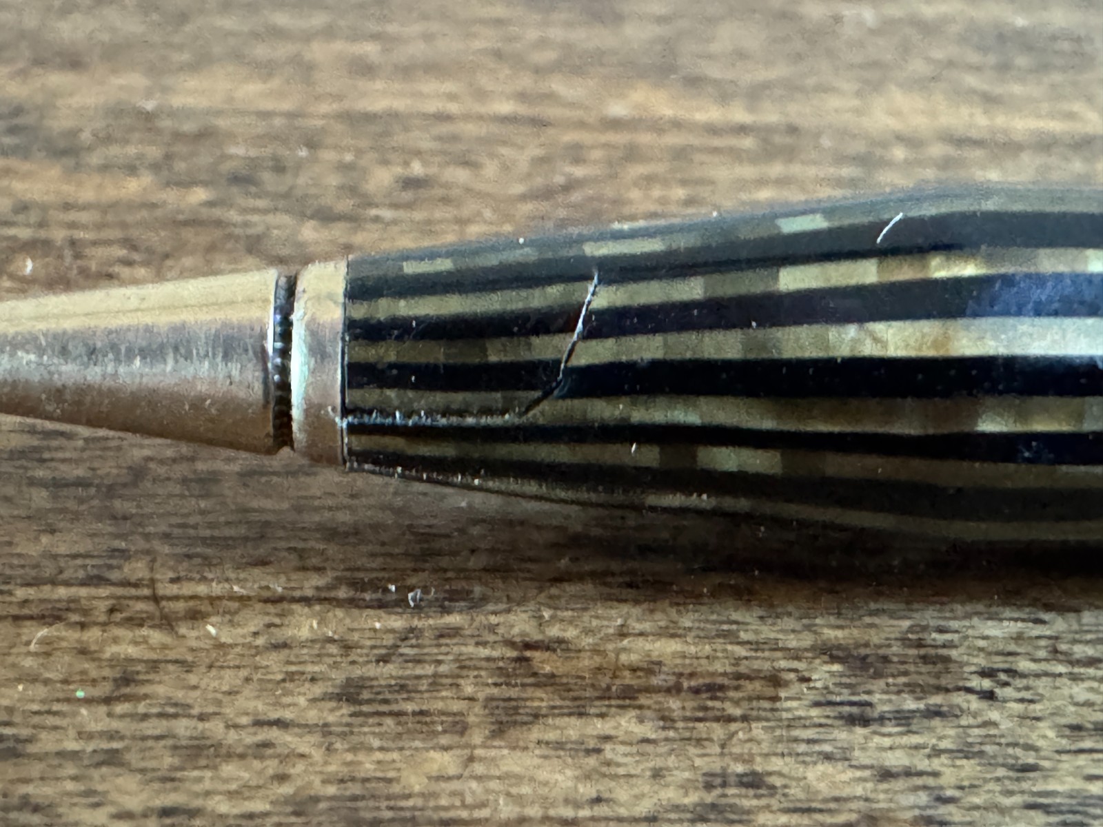 VINTAGE CONKLIN MECHANICAL PENCIL STRIPED TORTOISE SHELL BROWN WORKS