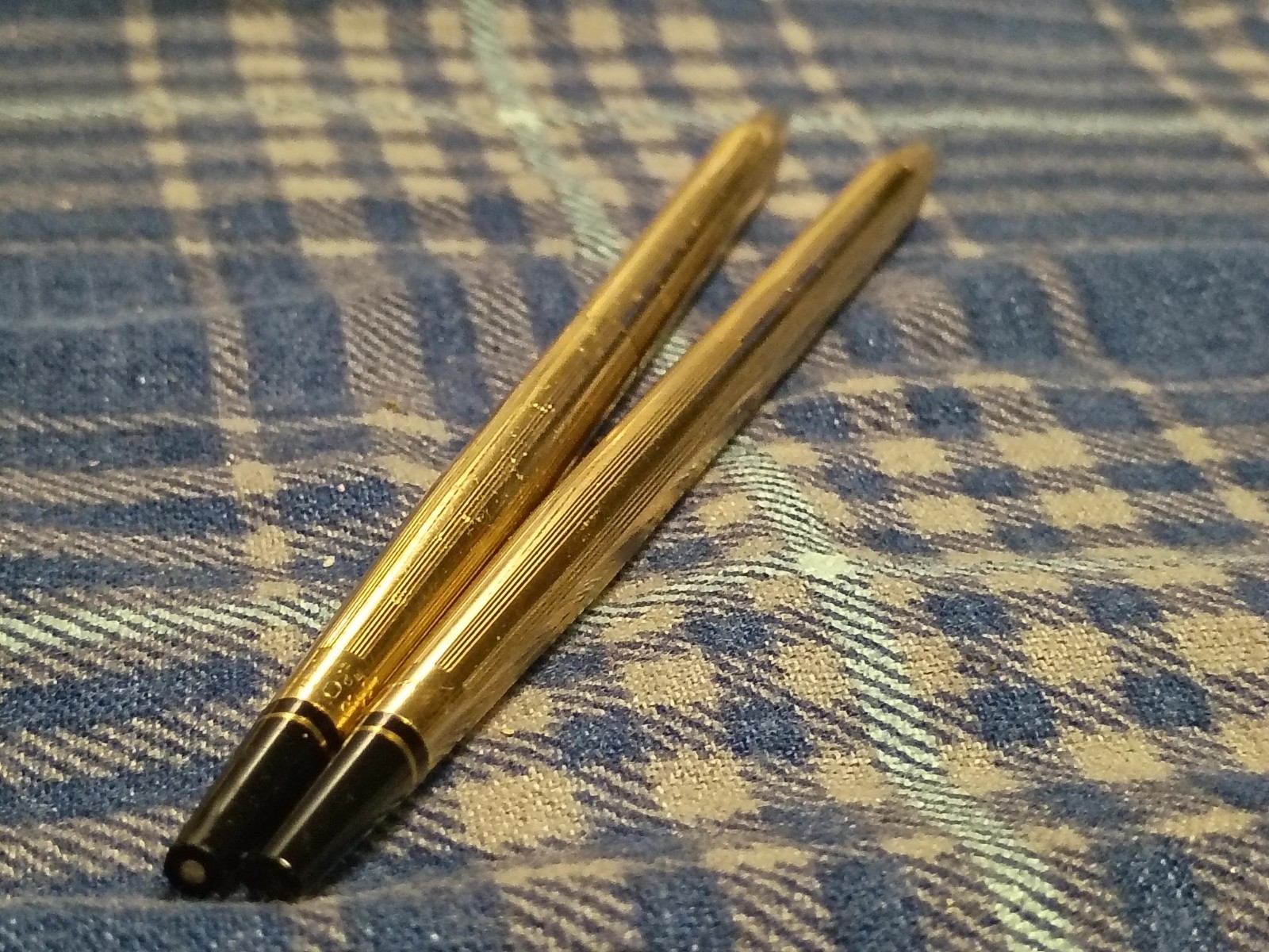 Vintage Cross 1/20 10KT Gold Filled GF Pencil & Pen Set W/ Marble Base/Stand