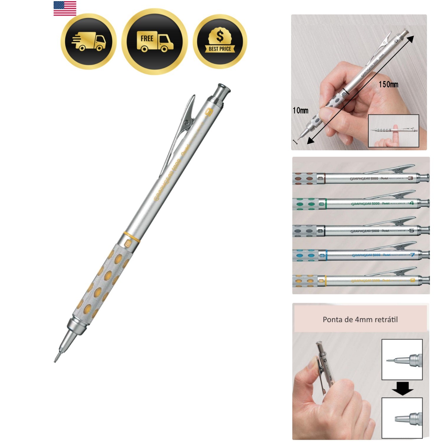 Graph Gear 1000 Mechanical Drafting Pencil 0.9mm Yellow PG1019
