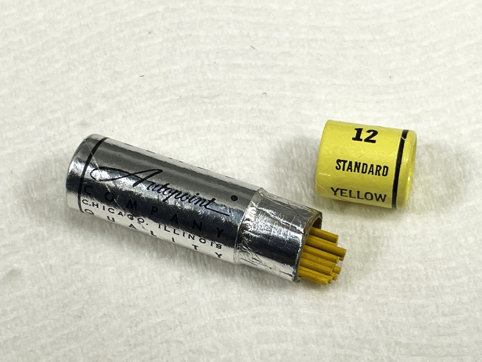 nos AUTOPOINT Pencil Leads ~ YELLOW ~ 12 Standard .046 / 1.18mm ~ $5 ship+Free