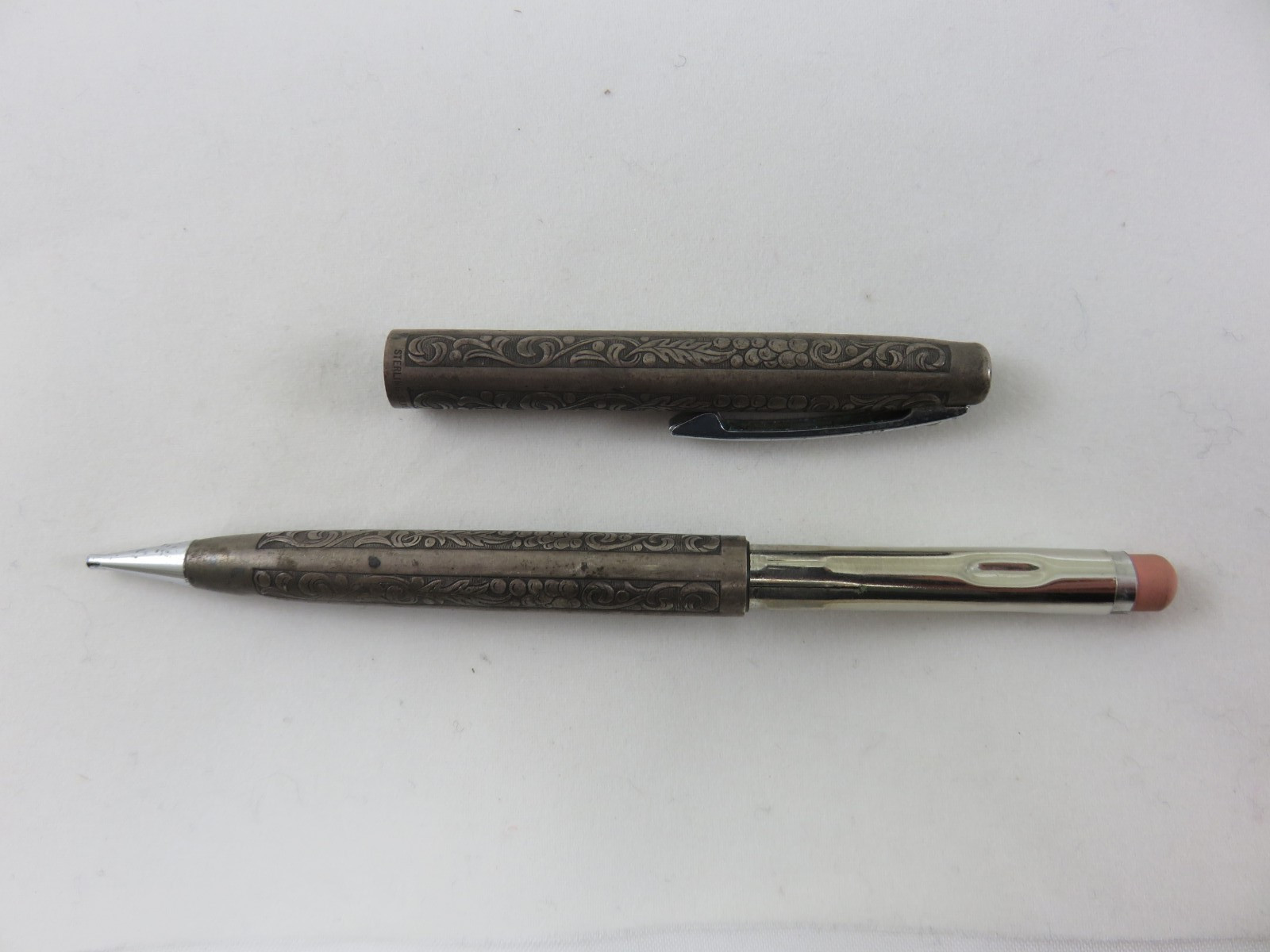 Scheaffer Sterling Silver Mechanical Pencil 5″L Grapevine Pattern Vintage USA