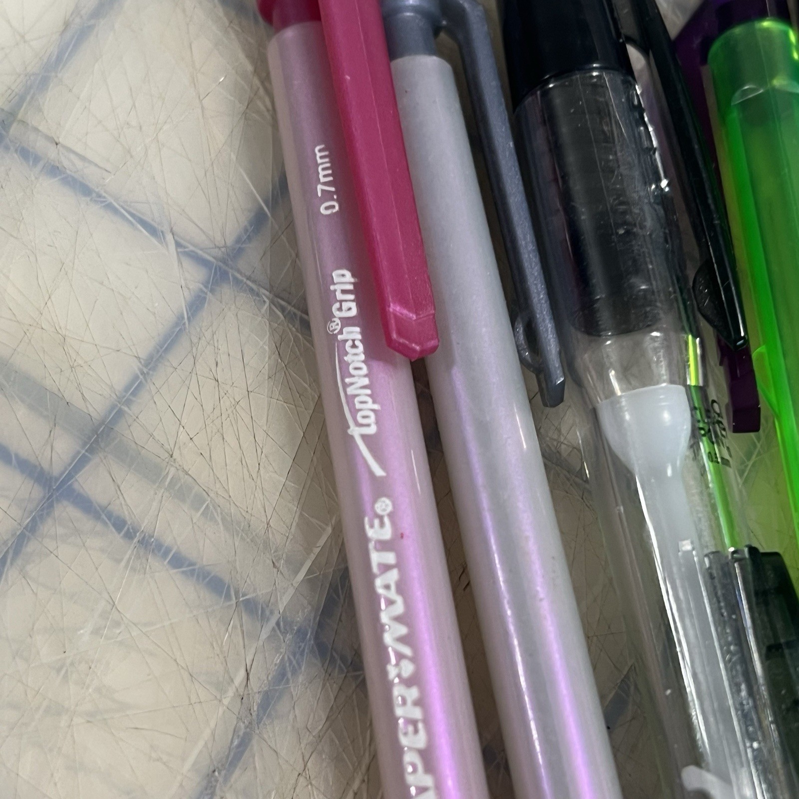 Papermate Mechanical Pencils Clear Point Top Notch Grip Clickster Used Lot