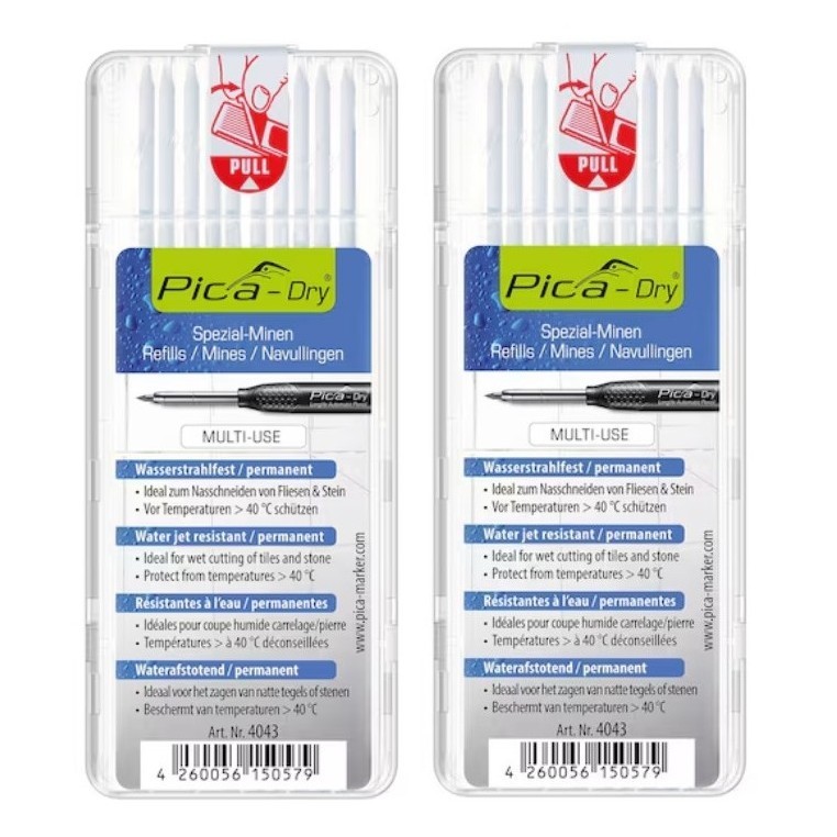 2 Pica Dry Refill Packs (10 ea) Multi-Use Woodworking Water Soluble 4043 White