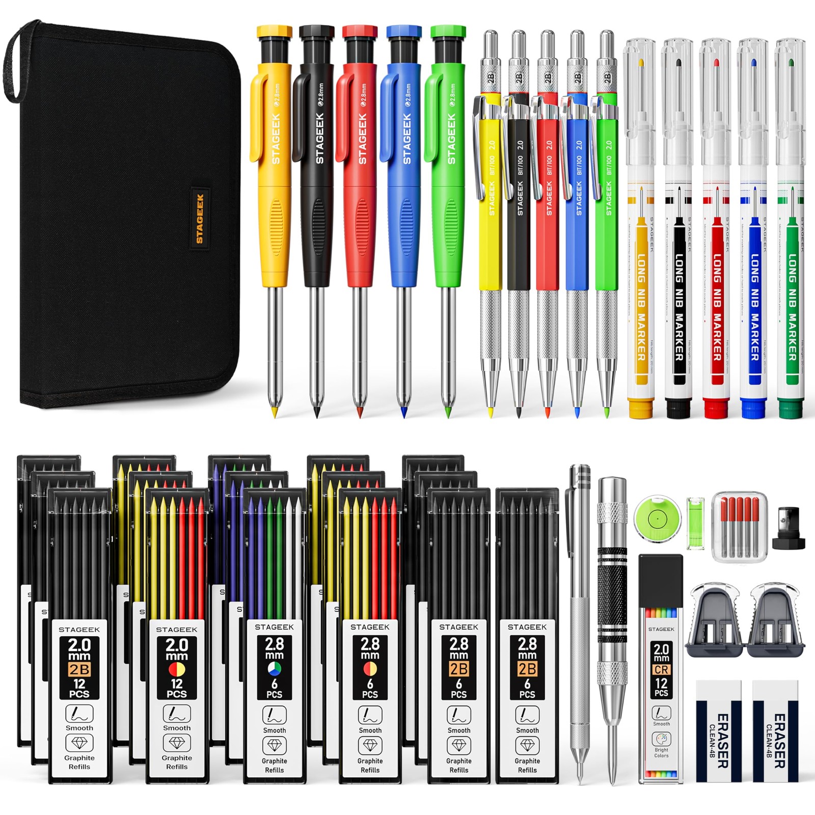 STAGEEK 49 Pack Carpenter Pencil Set with Sharpener, Carpenter Pencils with D…