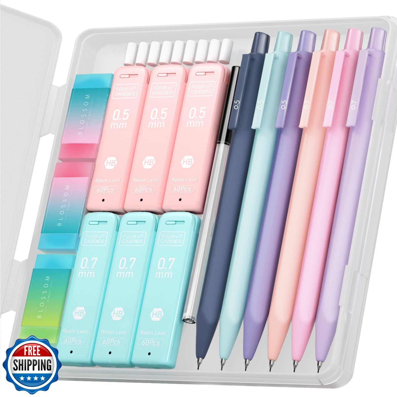 Four Candies Cute Mechanical Pencil Set, 6PCS Pastel Mechanical Pencils 0.5 a