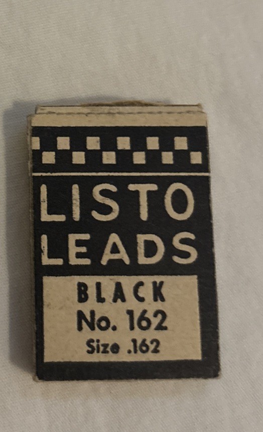 Vintage Listo Lead Black No. 162 Original 3 Pieces In The Box